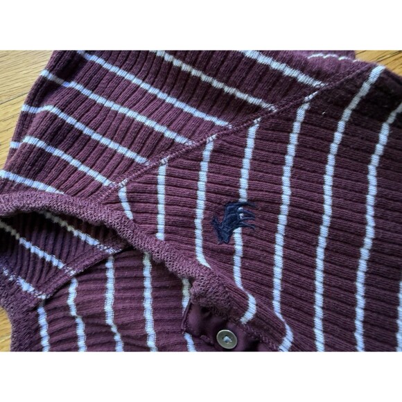 vtg ABERCROMBIE & FITCH striped y2k henley top S babydoll ribbed bella swan Lace - Picture 5 of 6